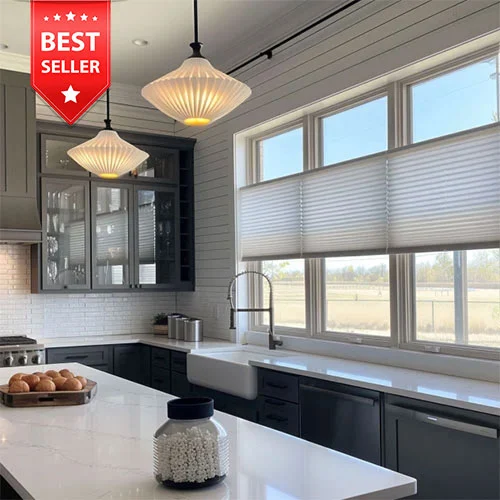 Top Down Bottom Up Shades in a Kitchen - White