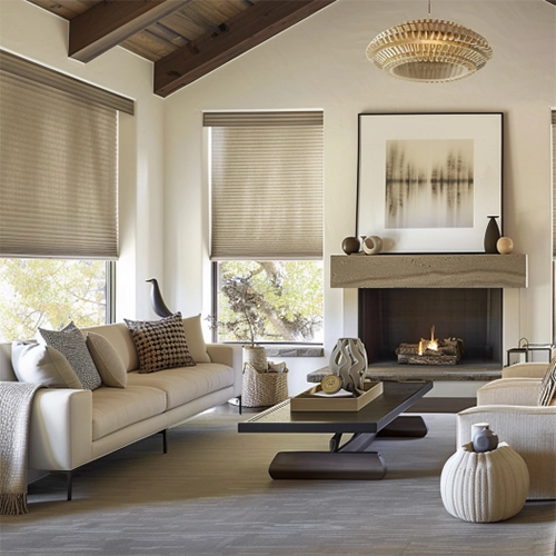 Motorized Cellular Shades - Antique Linen