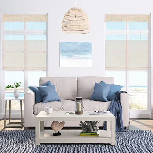 Top Down Bottom Up Woven Wood Shades - White Wash